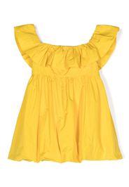 MSGM Kids logo-embroidered midi dress - Gelb