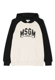 MSGM Kids logo-appliqué cotton hoodie - Nude