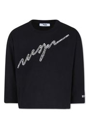 MSGM Kids crystal-embellished T-shirt - Schwarz