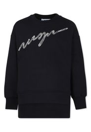 MSGM Kids logo-appliqué crystal-embellished dress - Schwarz