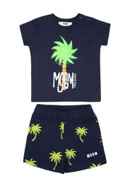 MSGM Kids tropical-logo-print clothing set - Blau