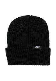 MSGM Kids Beanie mit Logo-Patch - Schwarz