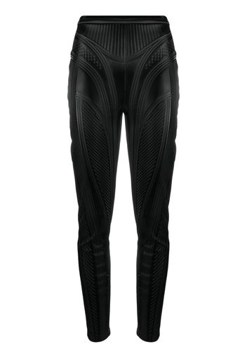 Mugler stripe-embossed high-waisted leggings - Schwarz