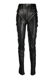 Mugler Lederhose mit Reißverschlüssen - Schwarz