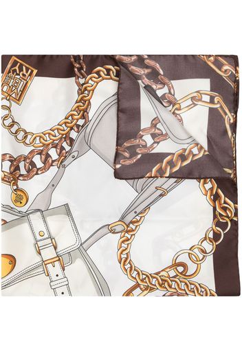 Mulberry chain-print silk scarf - Weiß