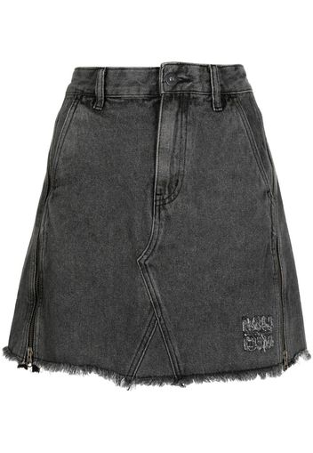 Musium Div. fringed mini denim skirt - Grau