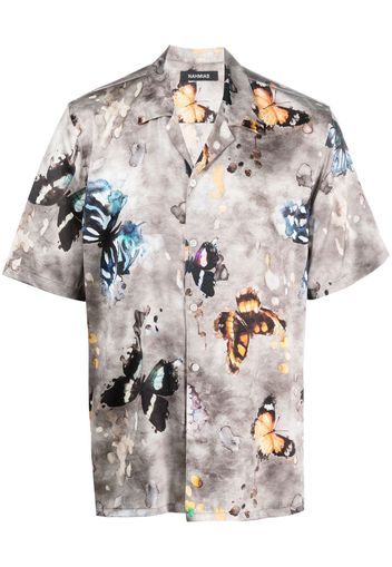 Nahmias butterfly-print stretch-silk shirt - Grau