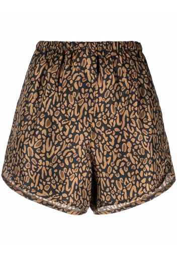 Nanushka High-Waist-Shorts mit grafischem Print - Braun