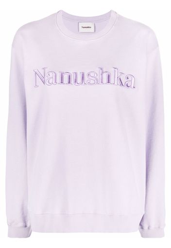 Nanushka logo-embroidered organic-cotton sweatshirt - Violett