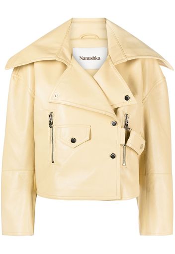 Nanushka Cropped-Bikerjacke - Nude