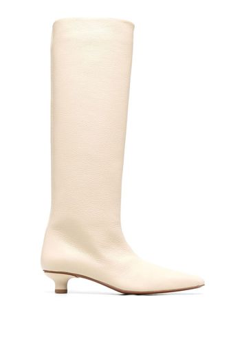 Nanushka square-toe leather boots - Nude