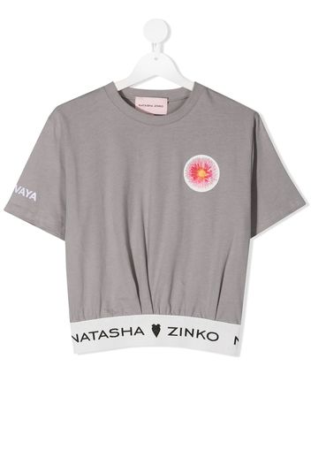 Natasha Zinko Kids 'Delovaya' Cropped-T-Shirt - Grau