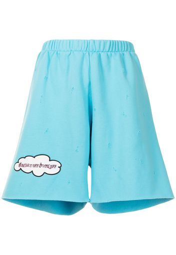 Natasha Zinko Sunday Jersey-Shorts im Distressed-Look - Blau