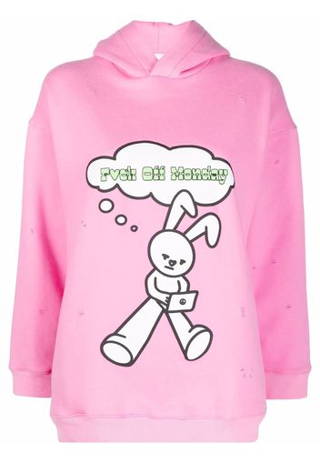 Natasha Zinko rabbit-print long-sleeved hoodie - Rosa