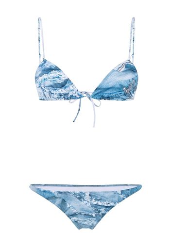 Natasha Zinko Bikini mit Print - Blau