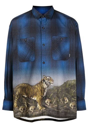 Neighborhood tiger-print visual-effect shirt - Blau