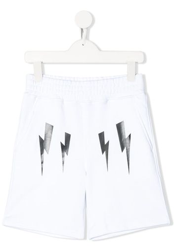 Neil Barrett Kids Shorts mit Blitzmotiv - Weiß