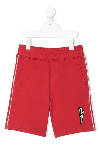 Neil Barrett Kids Joggingshorts mit Logo-Streifen - Rot