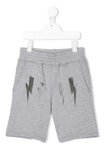 Neil Barrett Kids Joggingshorts mit Blitz-Print - Grau