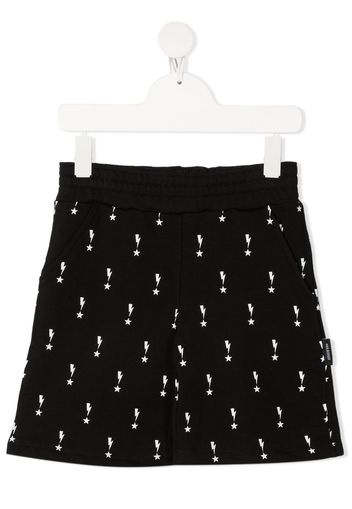 Neil Barrett Kids Joggingshorts mit Blitz-Print - Schwarz