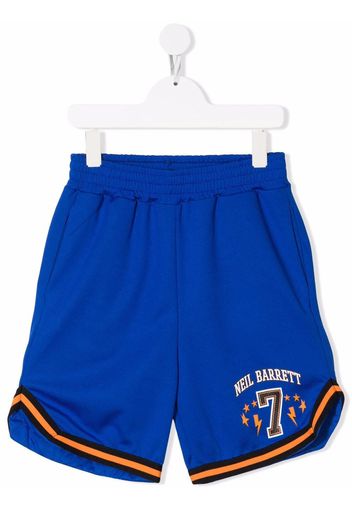 Neil Barrett Kids Number-print court shorts - Blau