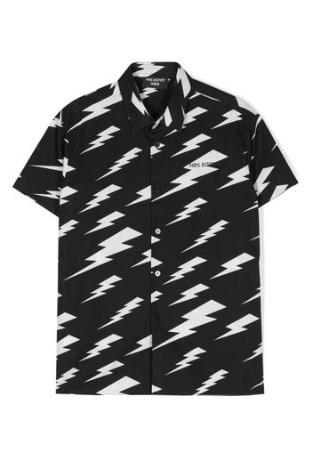 Neil Barrett Kids thunderbolt-print cotton shirt - Schwarz