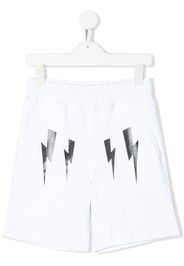 Neil Barrett Kids Shorts mit Blitzmotiv - Weiß