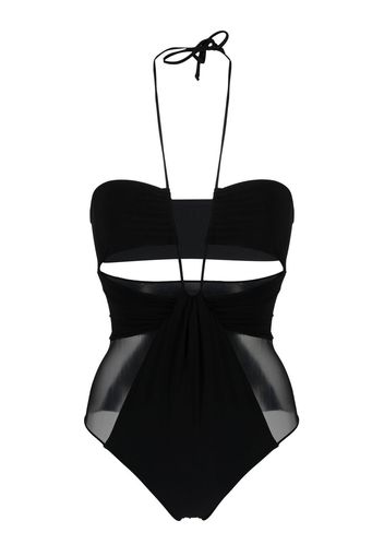 Nensi Dojaka sheer-panelled cut-out swimsuit - Schwarz