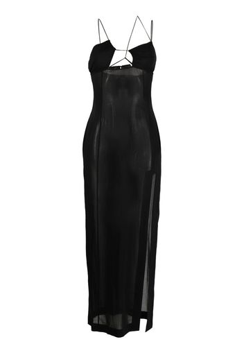 Nensi Dojaka asymmetric semi-sheer midi dress - Schwarz