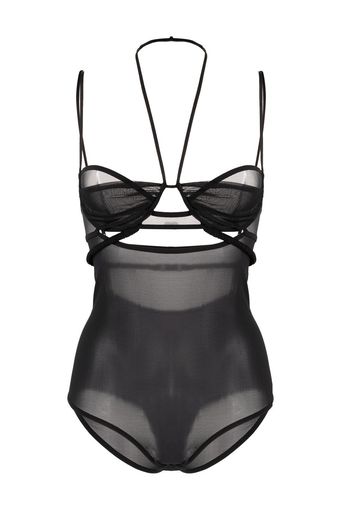 Nensi Dojaka Transparenter Neckholder-Body - Schwarz