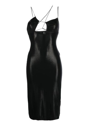 Nensi Dojaka glossy asymmetric-neck dress - Schwarz