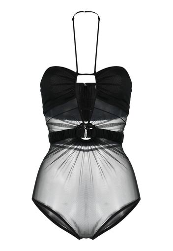 Nensi Dojaka sheer-panel halterneck bodysuit - Schwarz