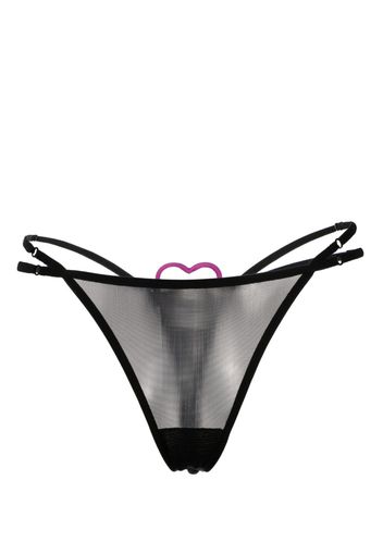 Nensi Dojaka heart-patch semi-sheer thong - Schwarz