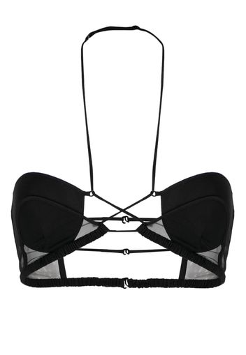 Nensi Dojaka tulle-panel halterneck bra - Schwarz