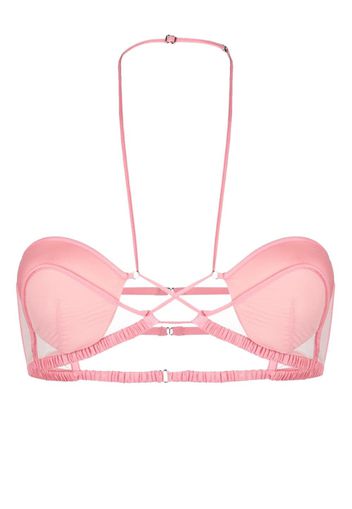 Nensi Dojaka tulle-panel halterneck bra - Rosa