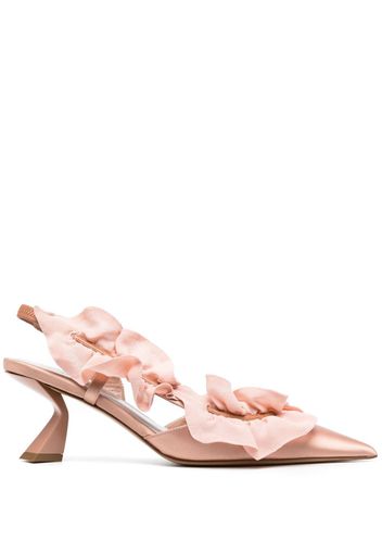 Nensi Dojaka 70mm ruffled satin pumps - Nude