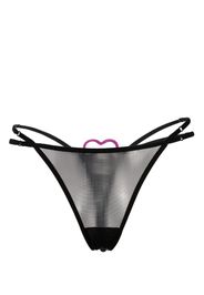 Nensi Dojaka heart-patch semi-sheer thong - Schwarz