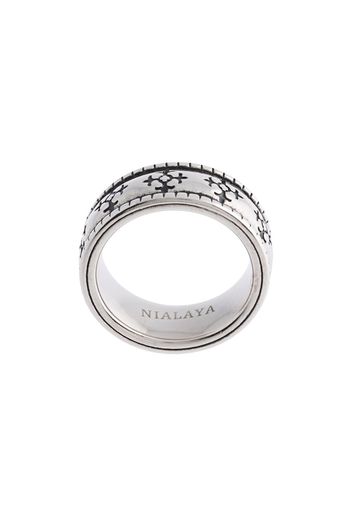 Nialaya Jewelry Emaillierter Ring - Silber