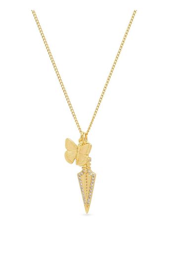 Nialaya Jewelry dagger and butterfly pendant necklace - Gold