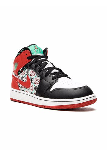 Nike Kids Jordan 1 Mid Ugly Christmas Sweater Sneakers - Weiß