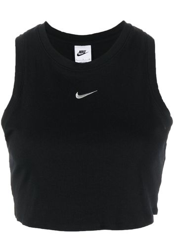 Nike Geripptes Cropped-Top mit Logo - Schwarz