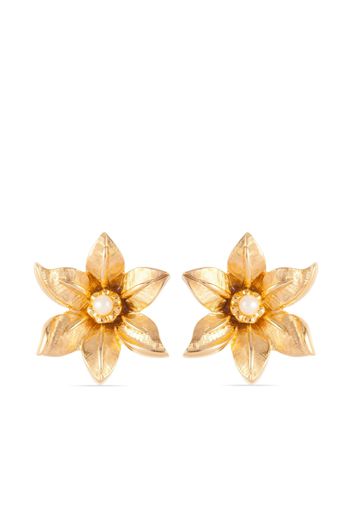 Nina Ricci 1980s pre-owned floral motif clip-on earrings - Gold