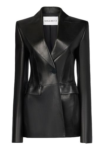 Nina Ricci peak-lapels leather blazer - Schwarz