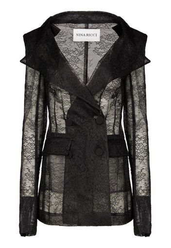 Nina Ricci lace-detailing double-breasted blazer - Schwarz