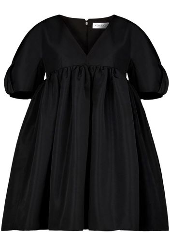 Nina Ricci fully-pleated V-neck dress - Schwarz