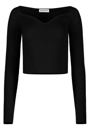 Nina Ricci sweetheart-neckline knitted top - Schwarz