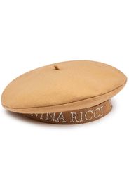 Nina Ricci logo-print crystal-embellished beret - Nude