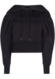 Nina Ricci logo-embroidered cotton hoodie - Schwarz