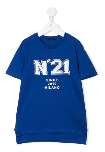 Nº21 Kids logo-print round-neck T-shirt - Blau