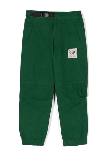 Nº21 Kids logo-patch cargo trousers - Grün